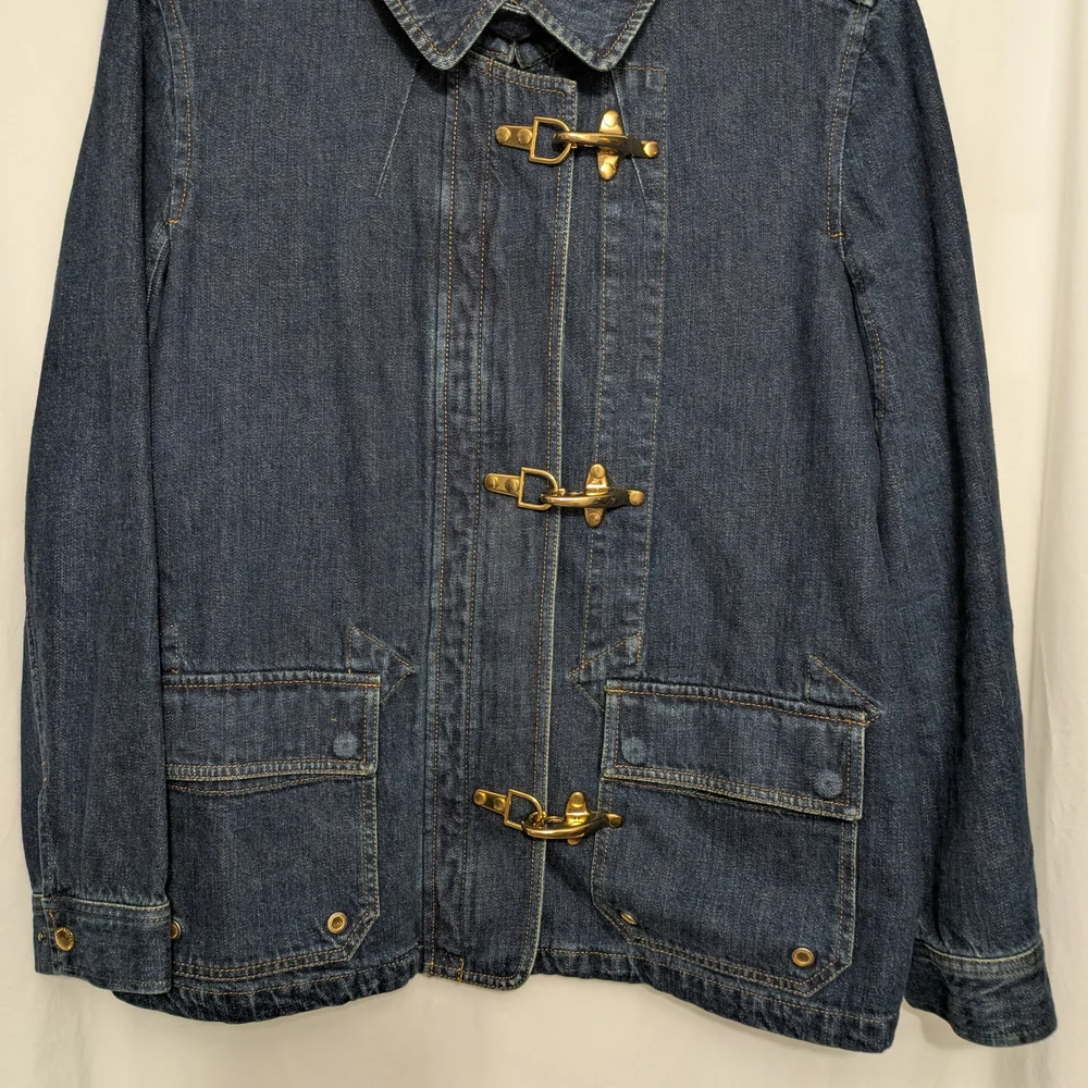 Ralph Lauren Lauren Jeans Co. Dark Blue Denim Jacket with Green Label - Picture 2 of 7